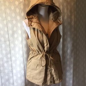 FAUX FUR LINED HOODED VEST